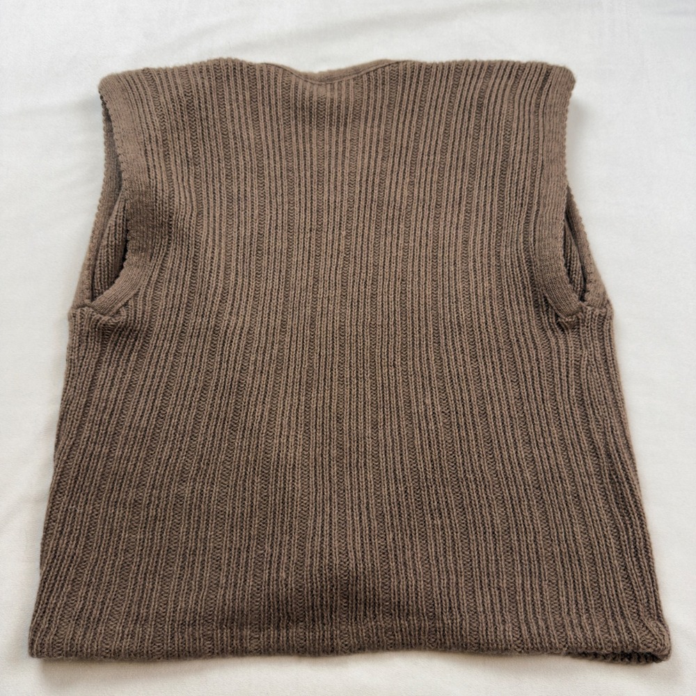 Vintage Rosanna Brown Mohair Blend Ribbed Knit Sweater Vest Tie Front Small USA - Picture 7 of 8